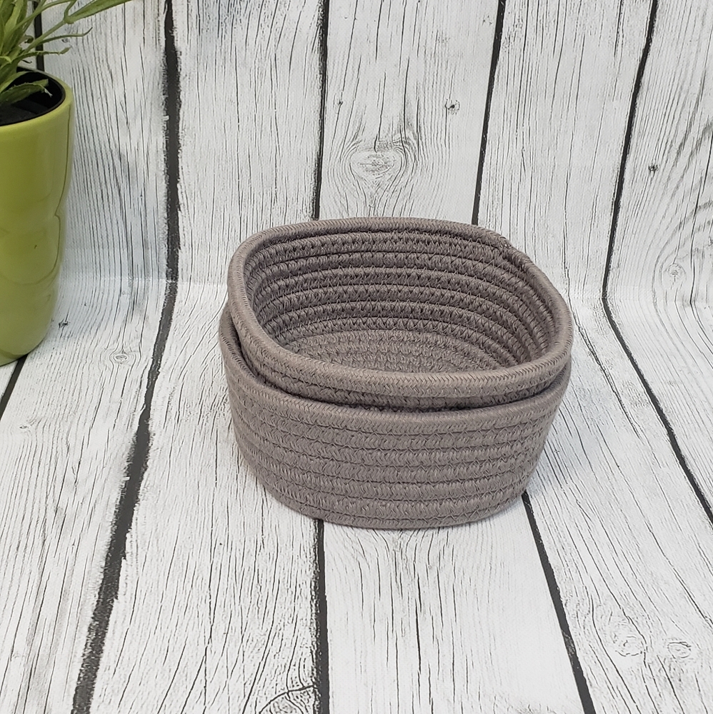 2 Cotton Rope Storage Baskets - Grey - Picture 5 of 11